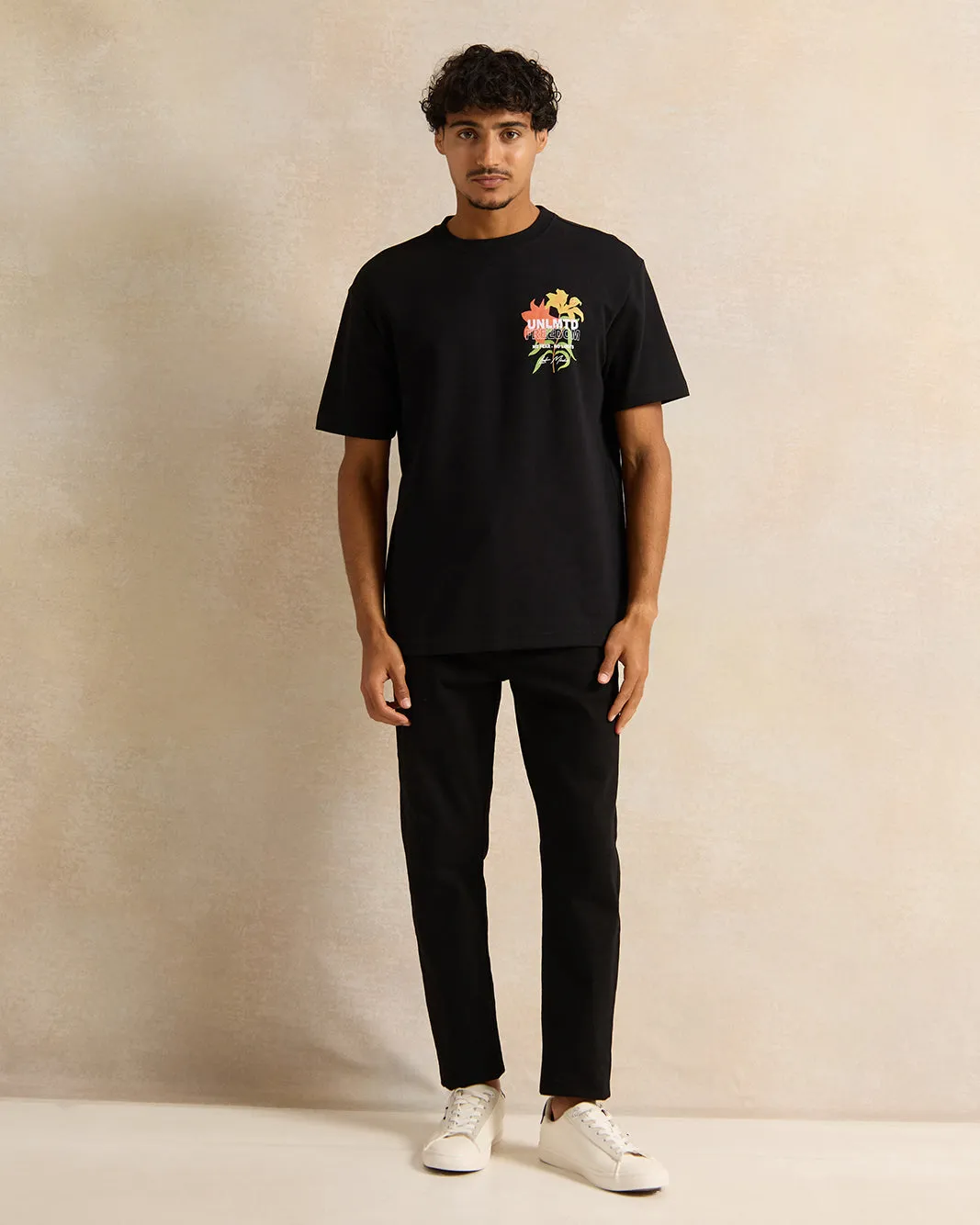 Men Black Printed T-Shirt sold by Redtag product image thumbnail 2