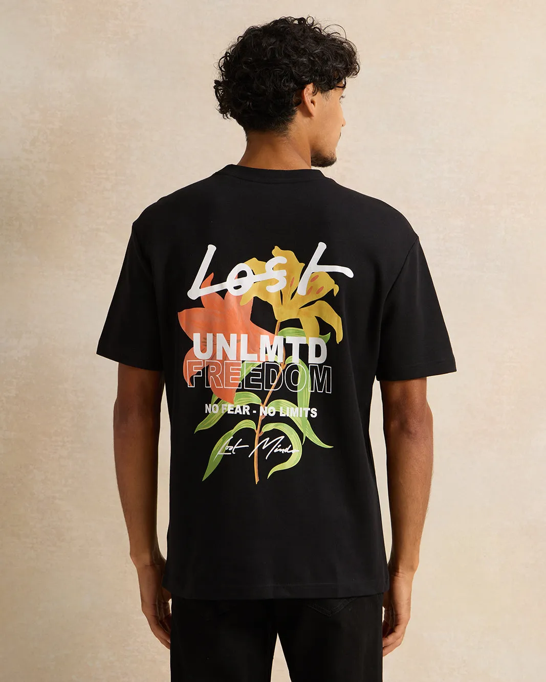 Men Black Printed T-Shirt sold by Redtag product image thumbnail 3