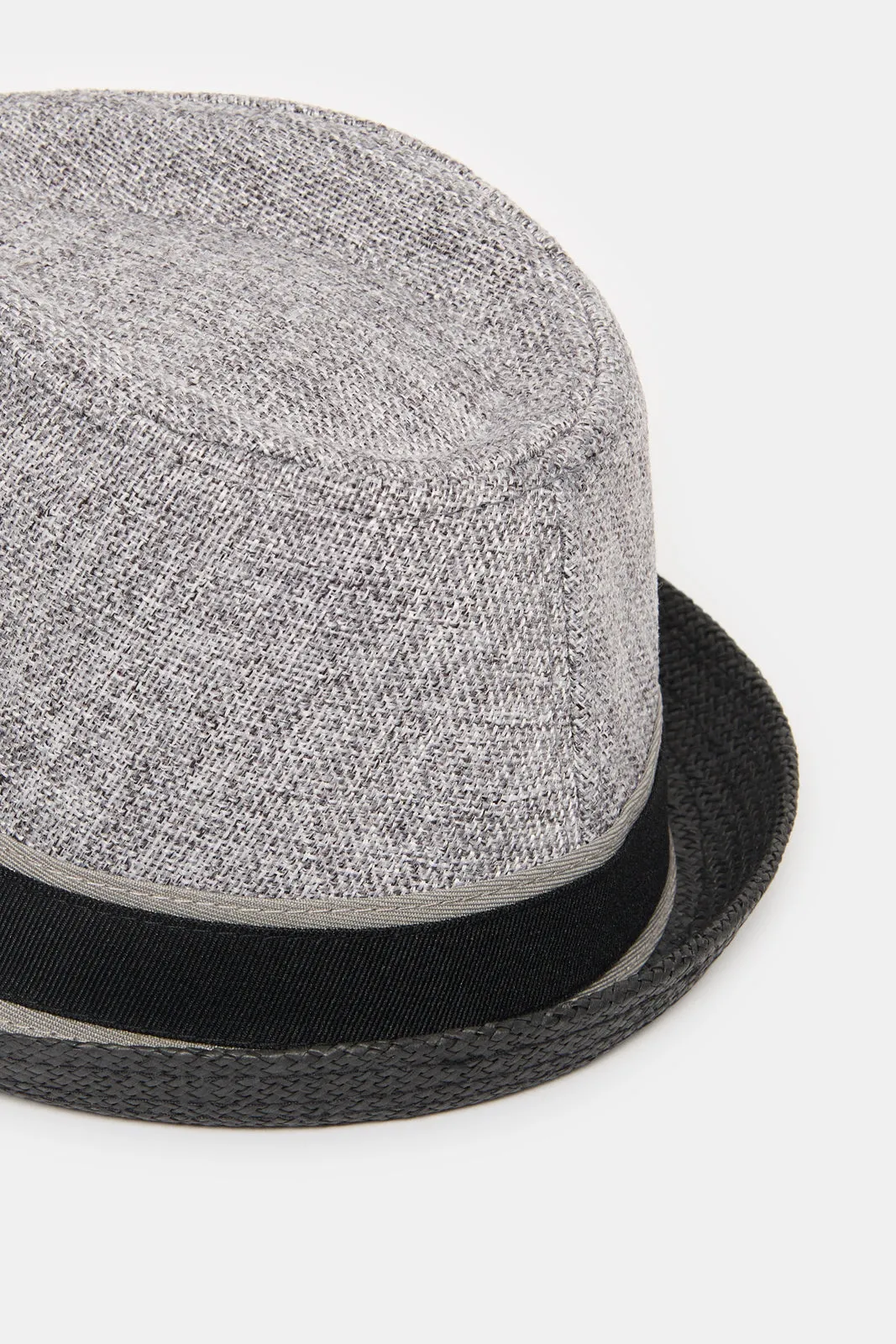 Boys Grey And Black Fedora Hat With Band sold by Redtag product image thumbnail 4