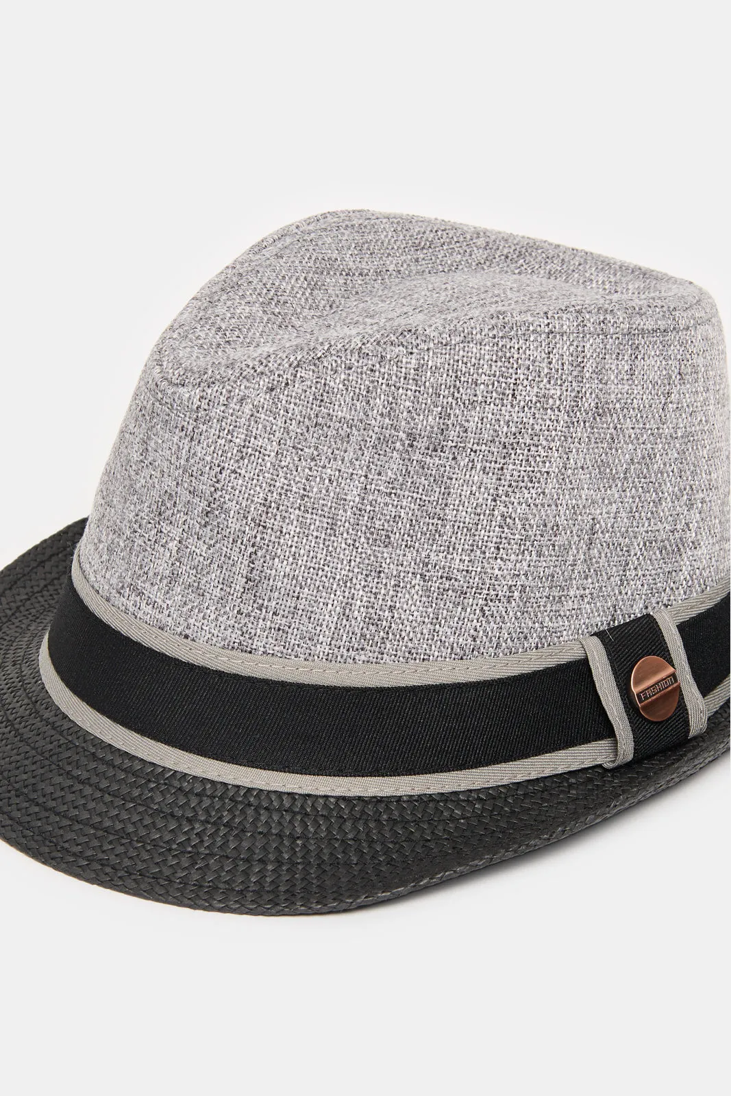 Boys Grey And Black Fedora Hat With Band sold by Redtag product image thumbnail 2