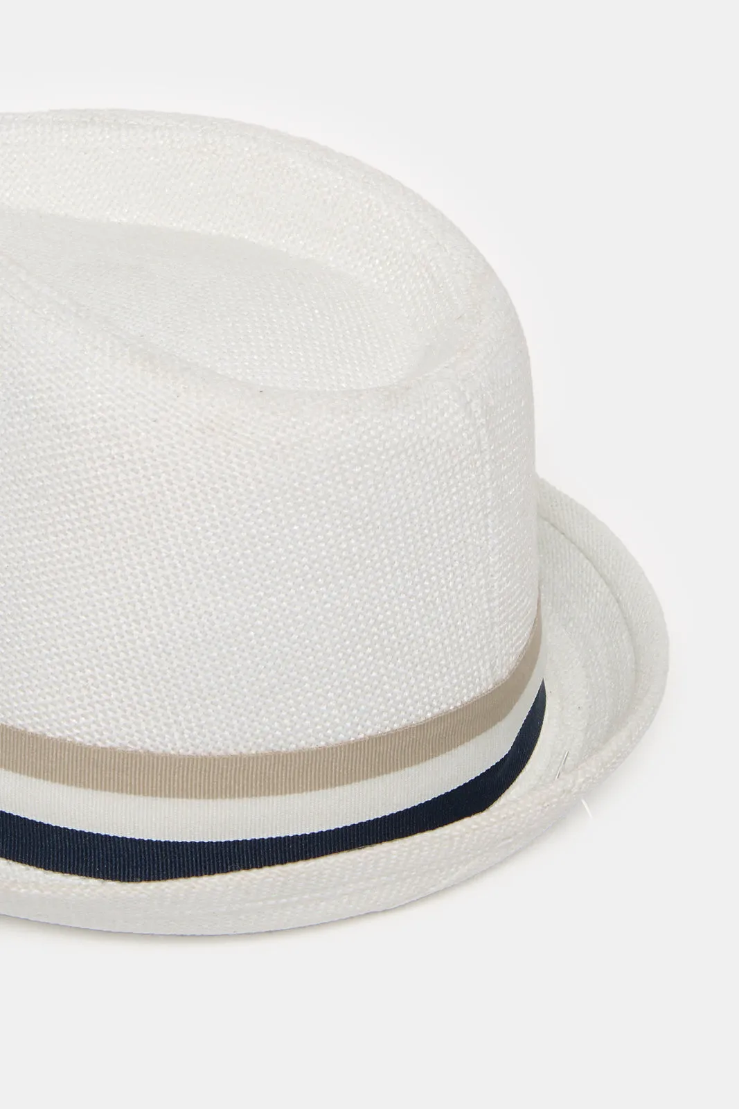 Boys White Fedora Hat With Band sold by Redtag product image thumbnail 4
