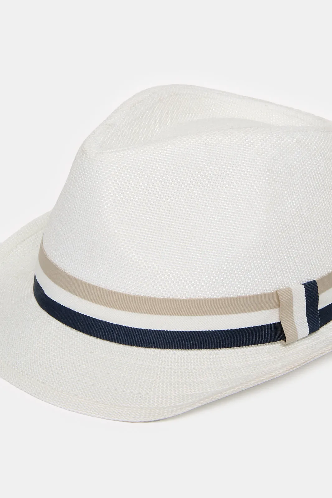 Boys White Fedora Hat With Band sold by Redtag product image thumbnail 2