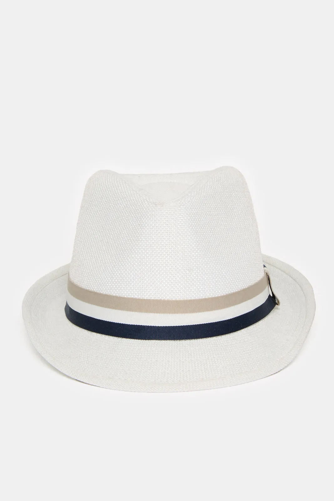 Boys White Fedora Hat With Band sold by Redtag