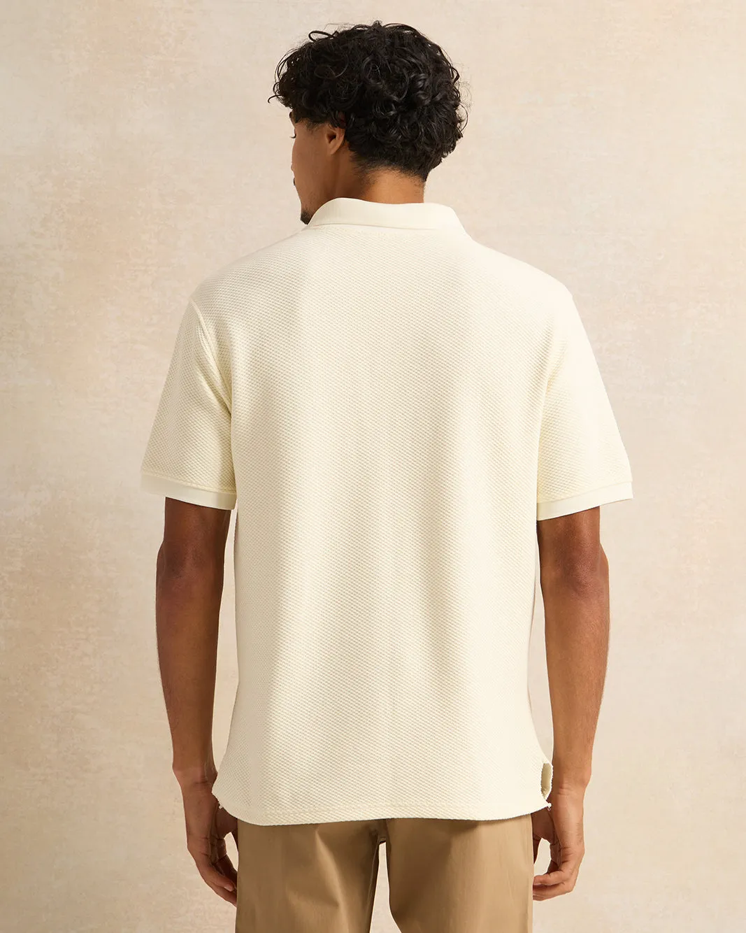 Men Ivory Jacquard Polo Shirt sold by Redtag product image thumbnail 3