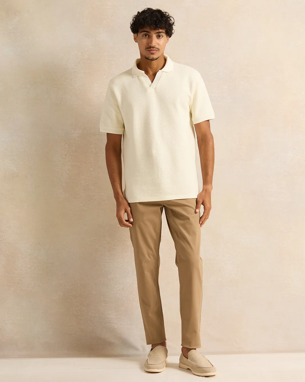 Men Ivory Jacquard Polo Shirt sold by Redtag product image thumbnail 2