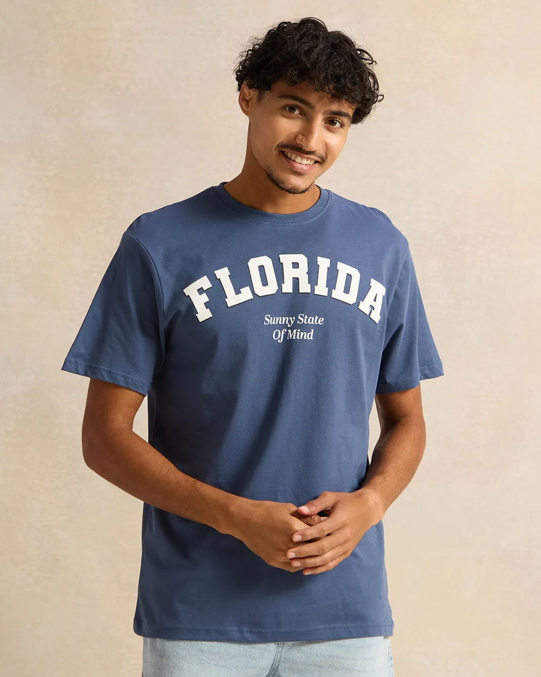 Men Blue Graphic Printed T-Shirt sold by Redtag