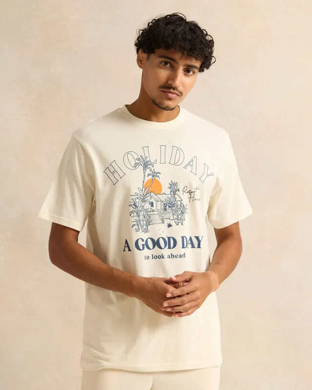 Men Ivory Graphic Printed T-Shirt sold by Redtag