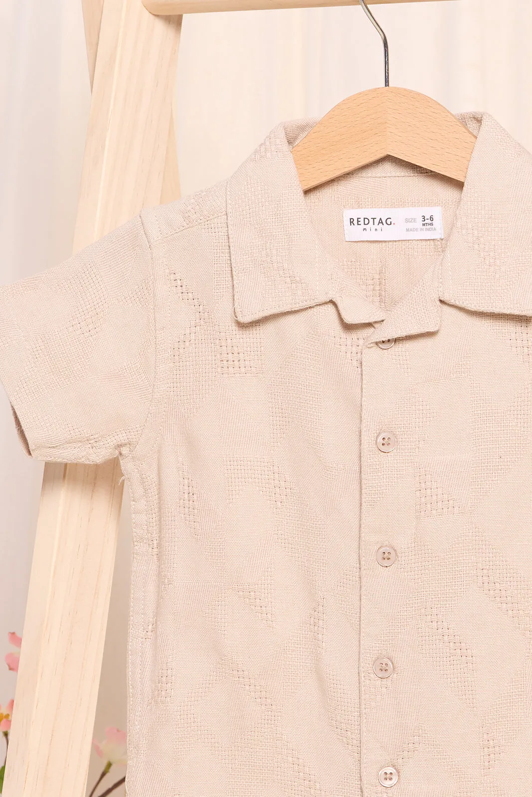 Infant Boys Beige Jacquard Shirt sold by Redtag product image thumbnail 2