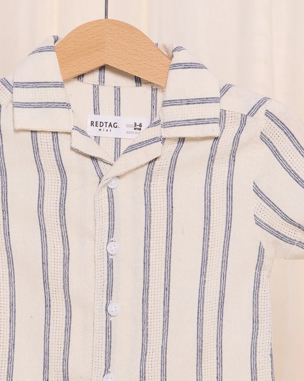 Infant Boys White And Blue Striped Resort Shirt sold by Redtag product image thumbnail 2