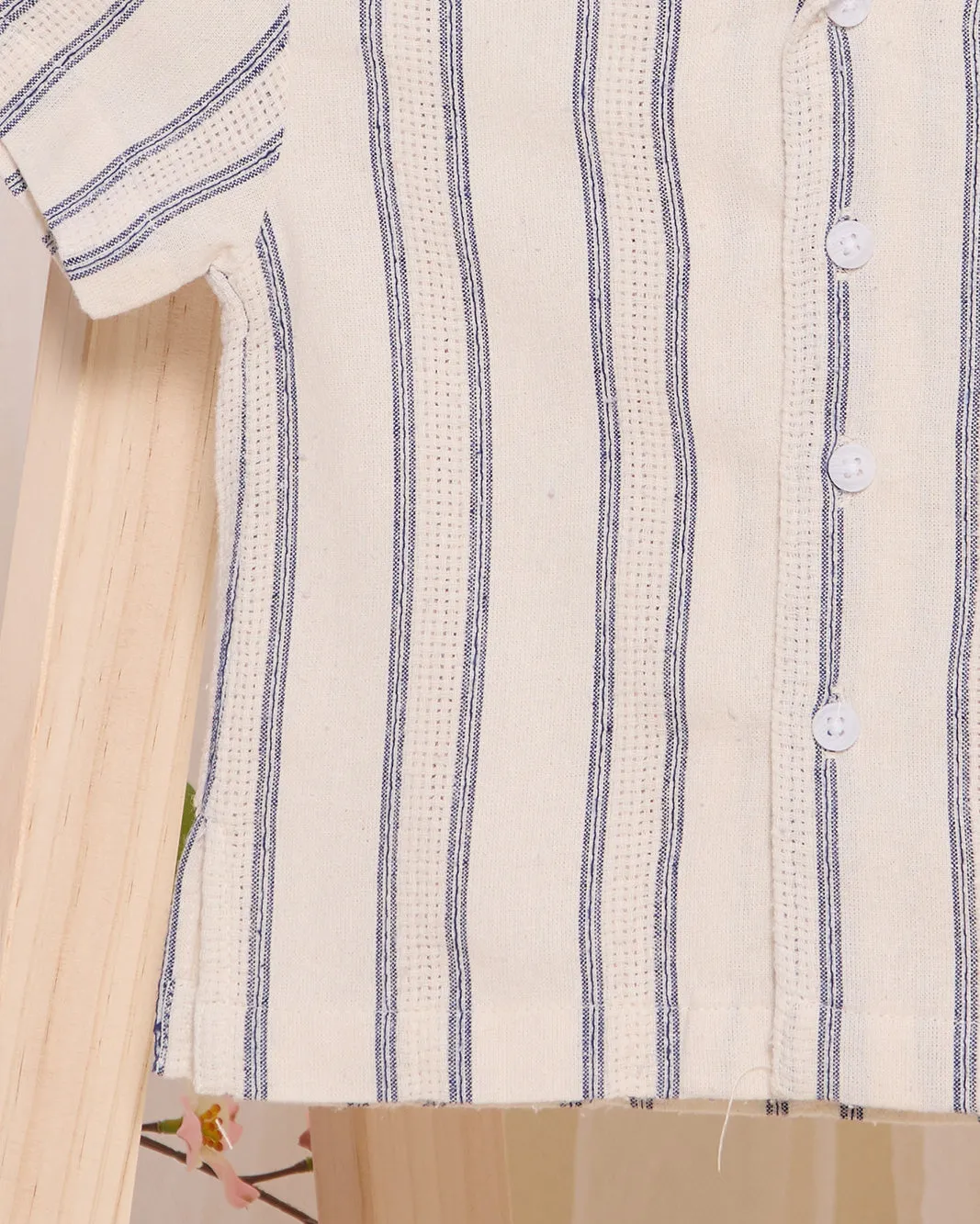Infant Boys White And Blue Striped Resort Shirt sold by Redtag product image thumbnail 3