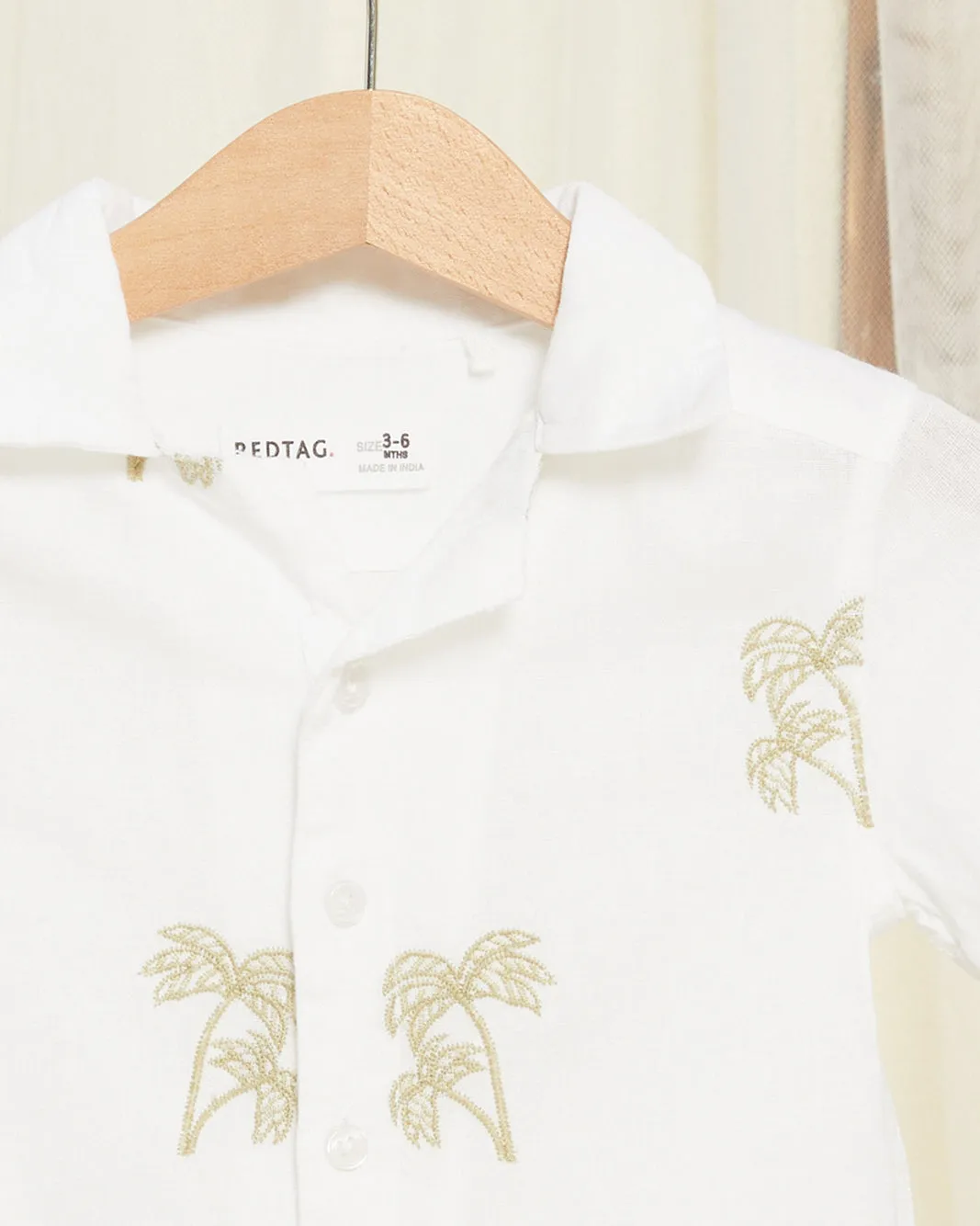 Infant Boys White Palm Embroidered Shirt sold by Redtag product image thumbnail 2