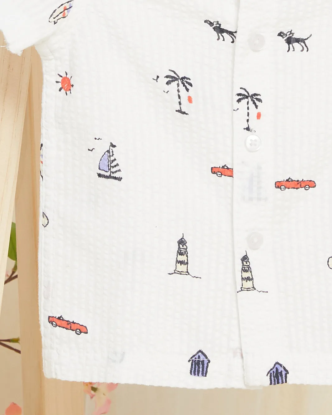 Infant Boys White Seersucker Printed Shirt sold by Redtag product image thumbnail 4