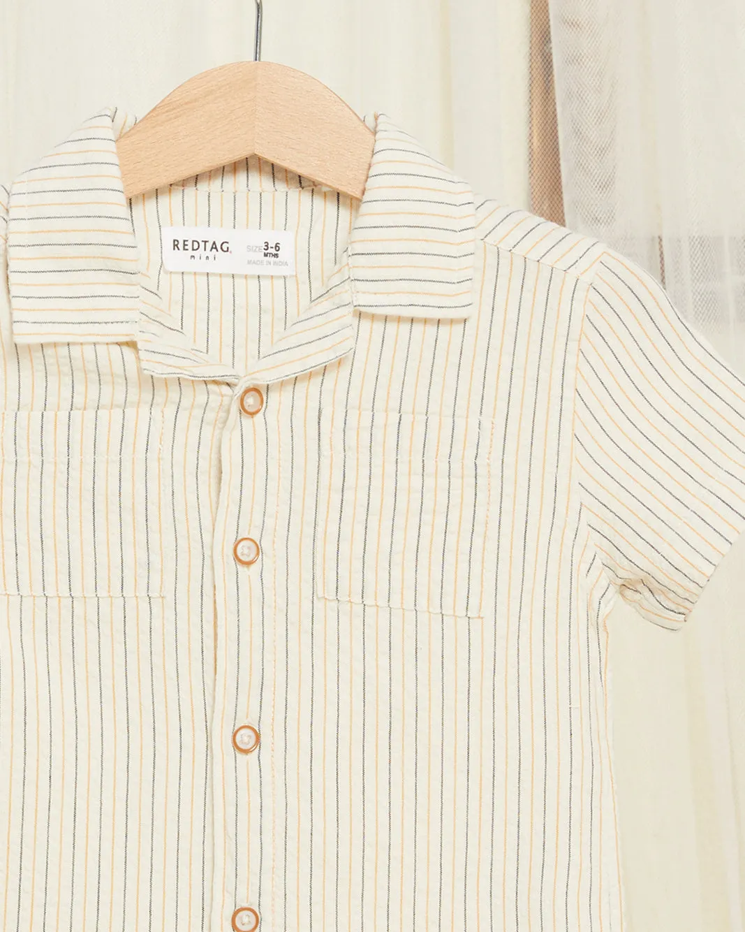 Infant Boys Beige Striped Shirt sold by Redtag product image thumbnail 2