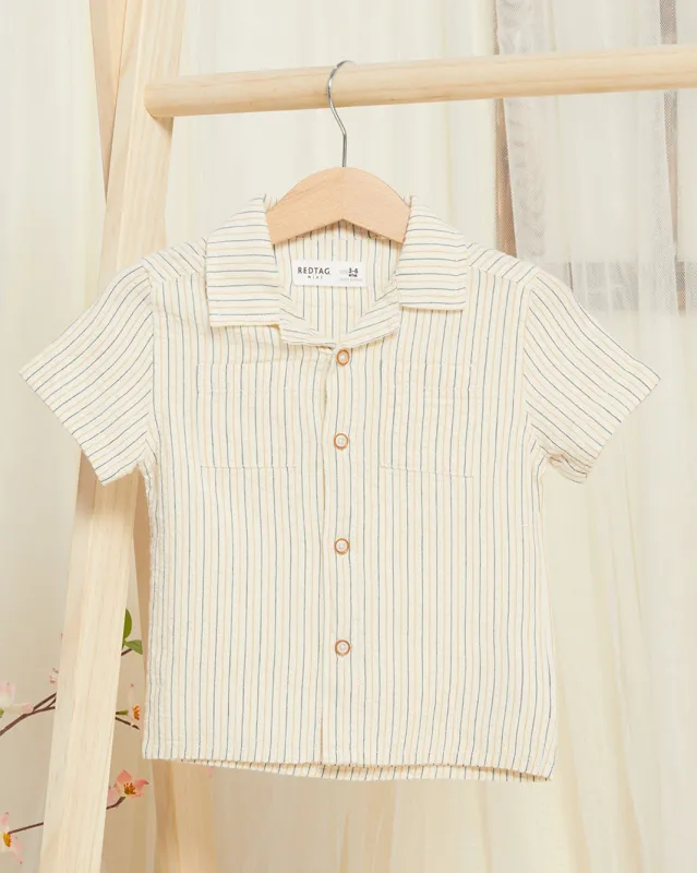 Infant Boys Beige Striped Shirt sold by Redtag