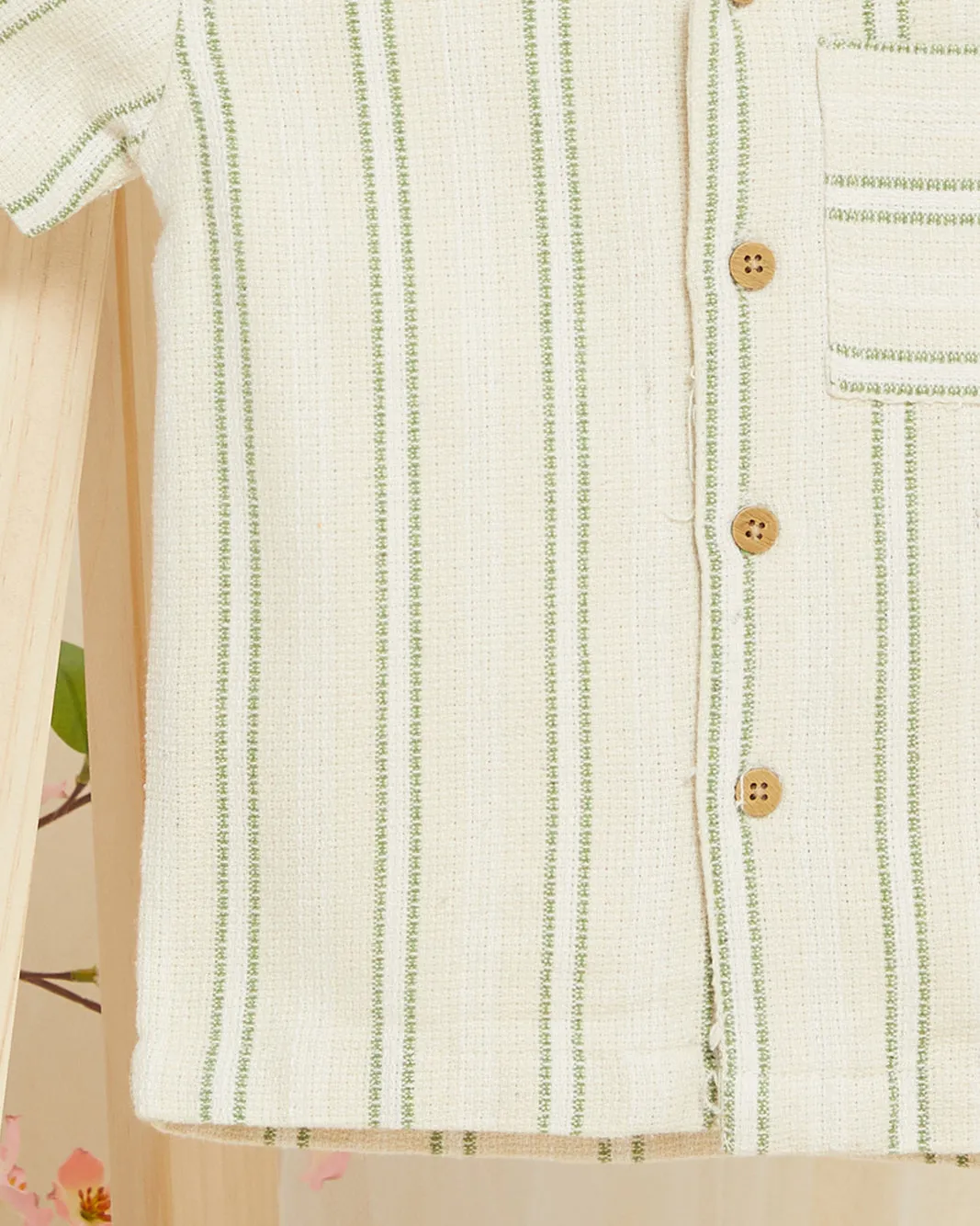 Infant Boys Beige Striped Pockets Shirt sold by Redtag product image thumbnail 4