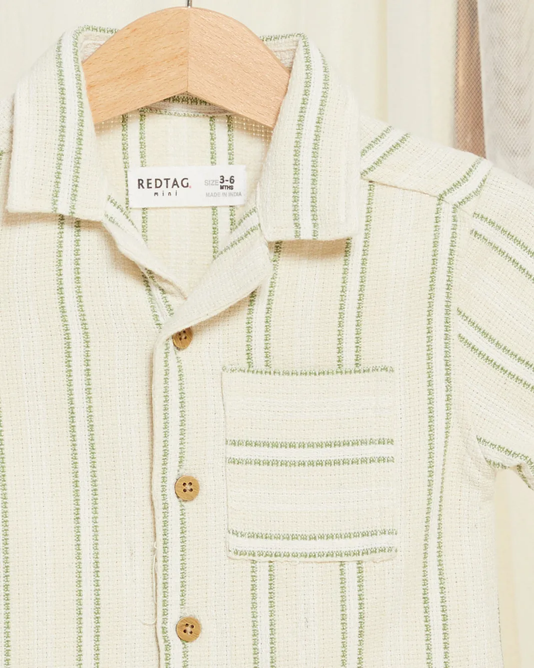 Infant Boys Beige Striped Pockets Shirt sold by Redtag product image thumbnail 2