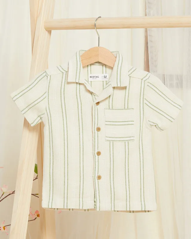 Infant Boys Beige Striped Pockets Shirt sold by Redtag