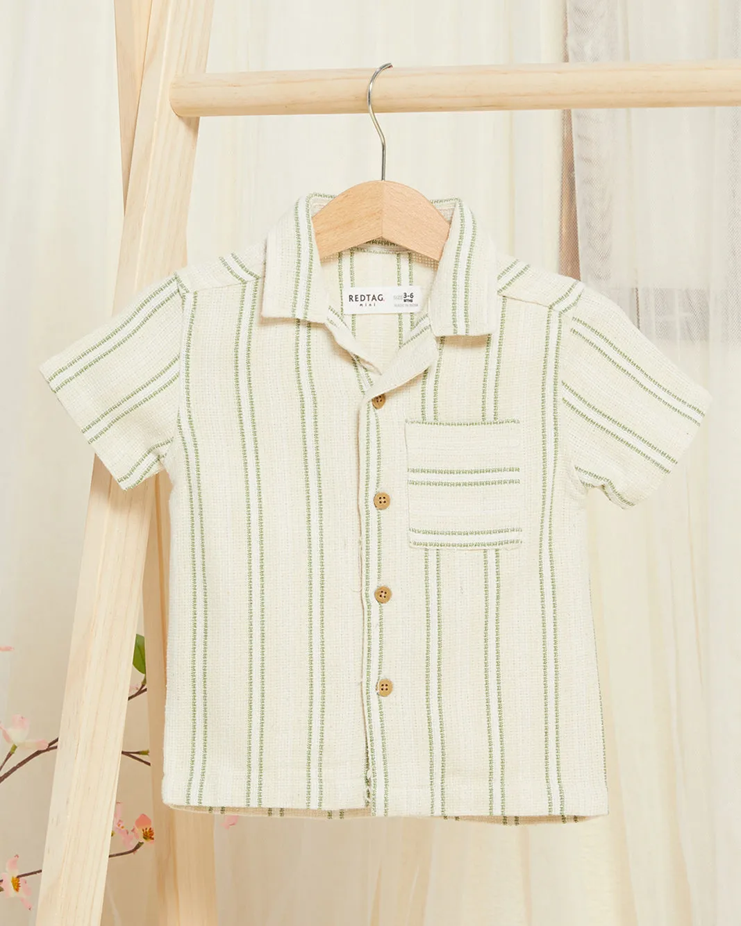 Infant Boys Beige Striped Pockets Shirt sold by Redtag