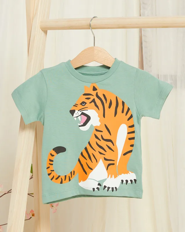Infant Boys Green Tiger Print T-shirt sold by Redtag