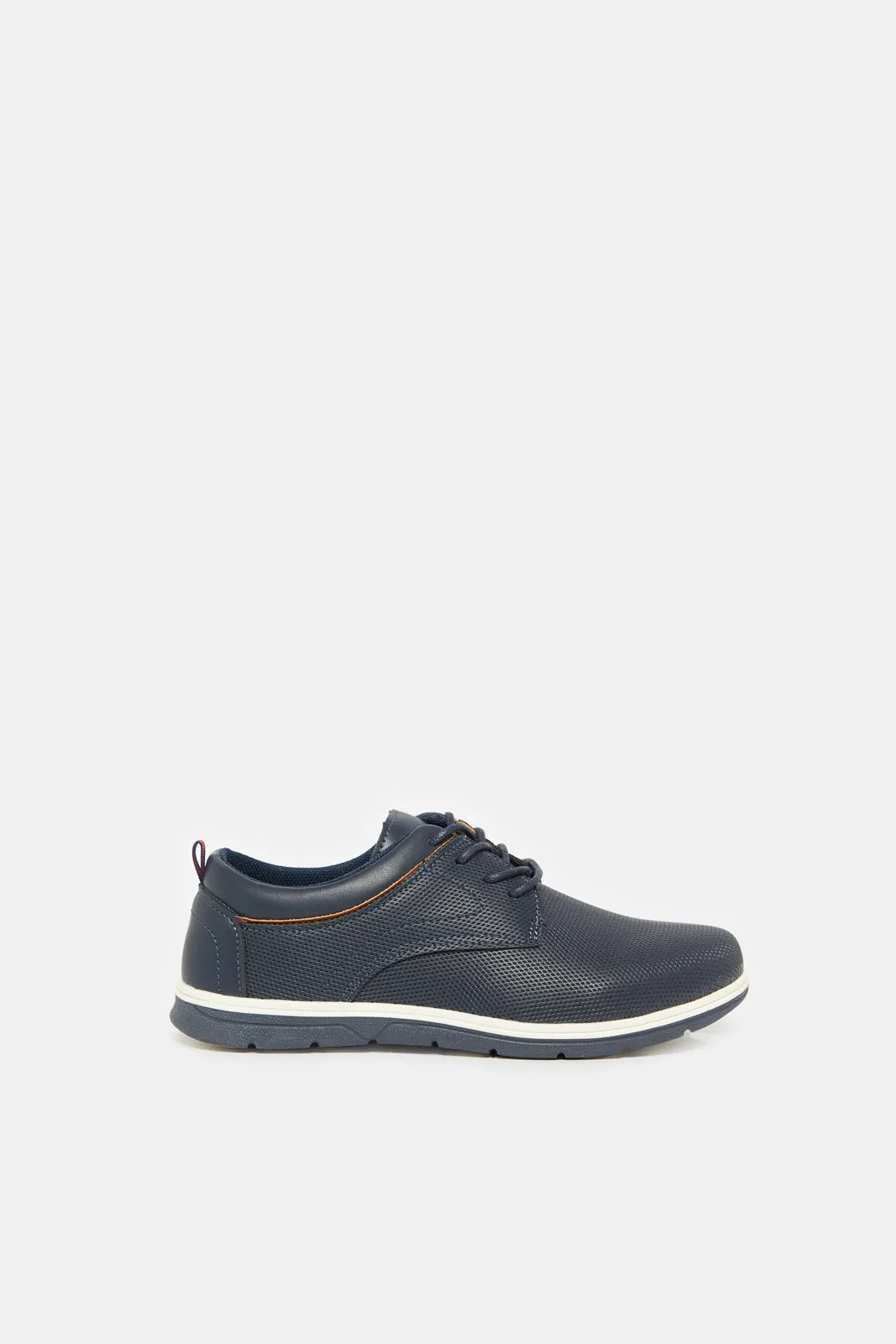 Senior Navy Brown Derby Shoes sold by Redtag