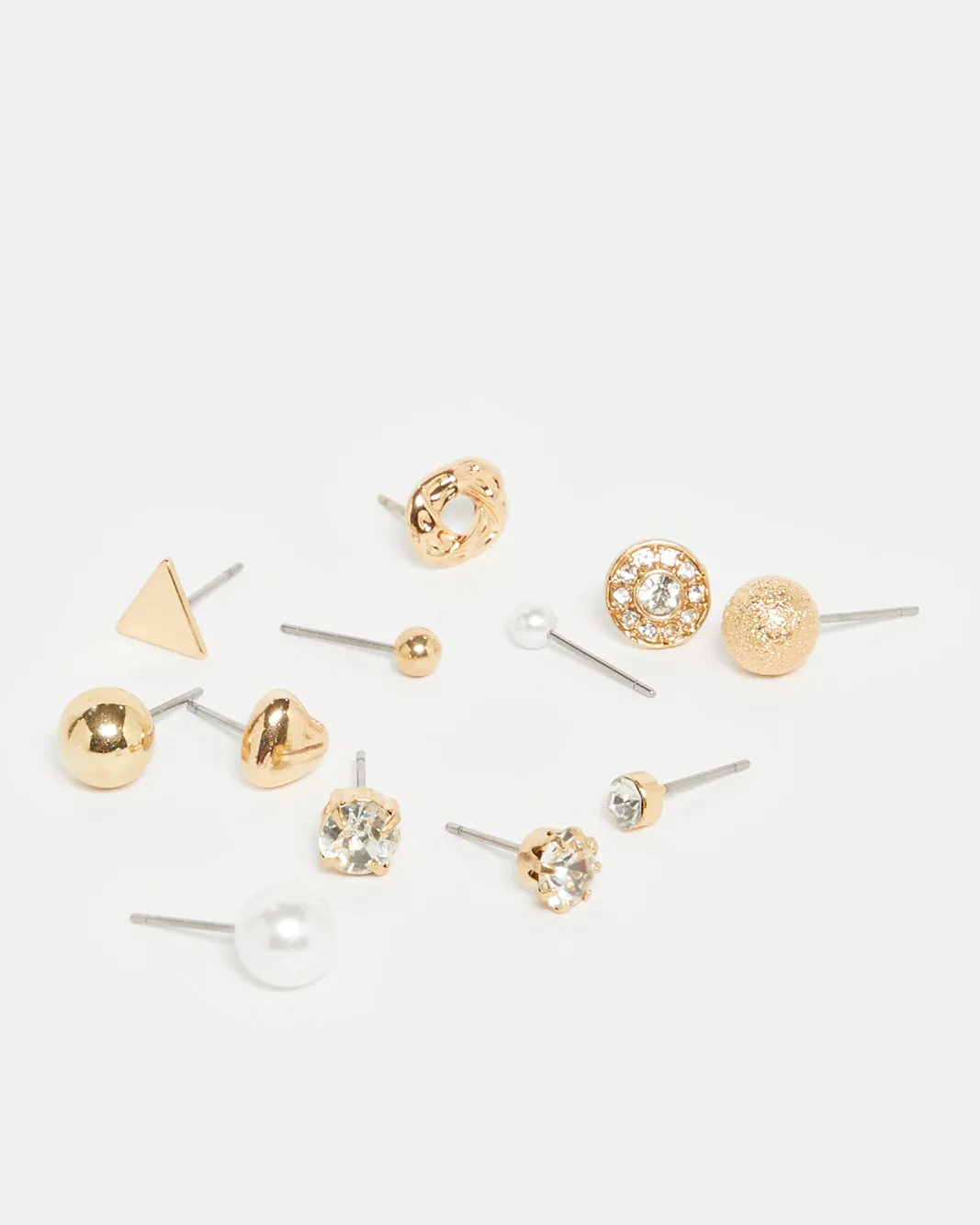 Women Gold Embellished Studs Set (12 Pairs) sold by Redtag product image thumbnail 2