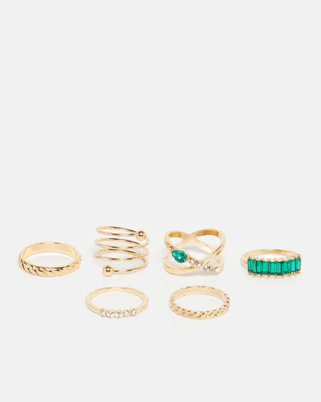 Women Gold Embellished Ring Set (6 Piece) sold by Redtag
