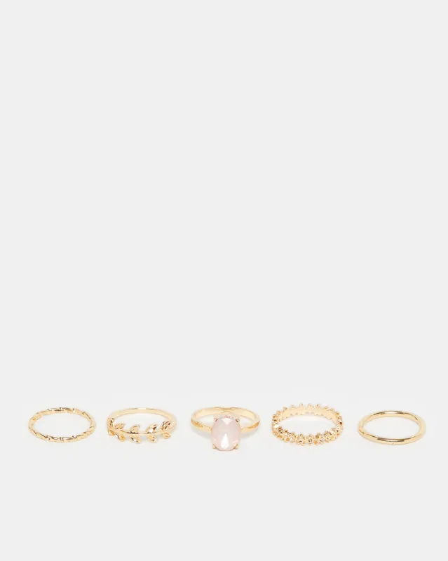 Women Gold Embellished Ring Set (5 Piece) sold by Redtag