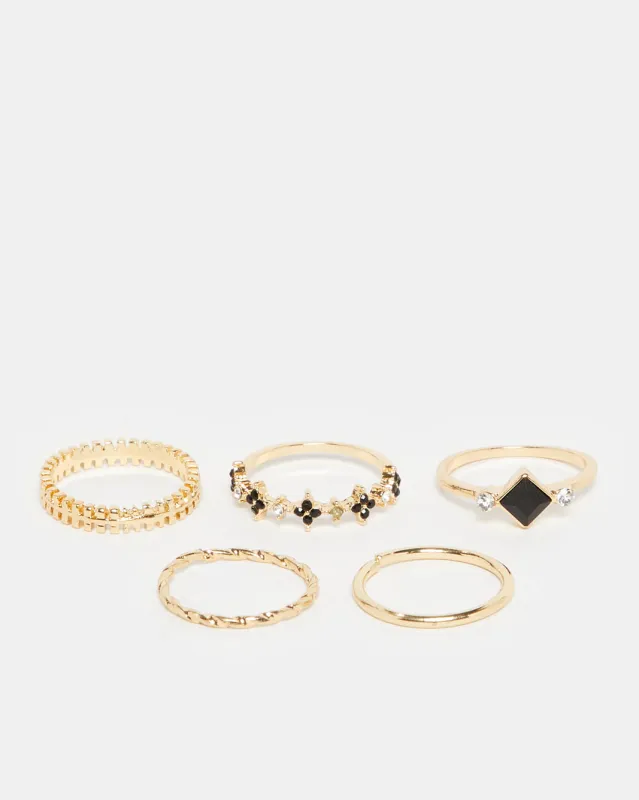 Women Gold Embellished Ring Set (5 Piece) sold by Redtag