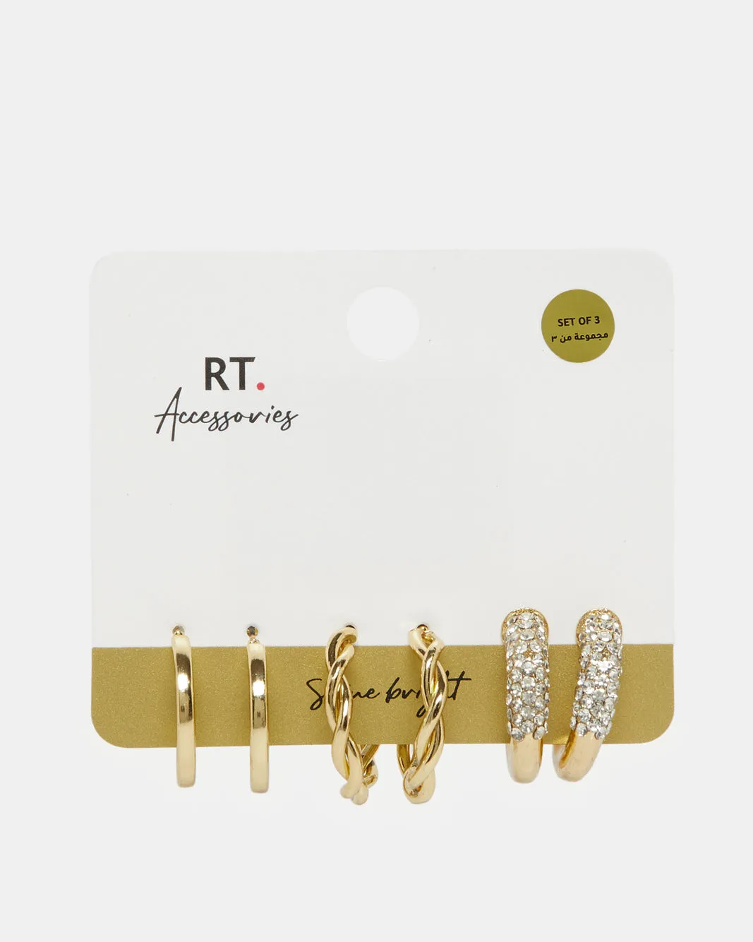 Women Gold Embellished Studs (Pack of 3) sold by Redtag