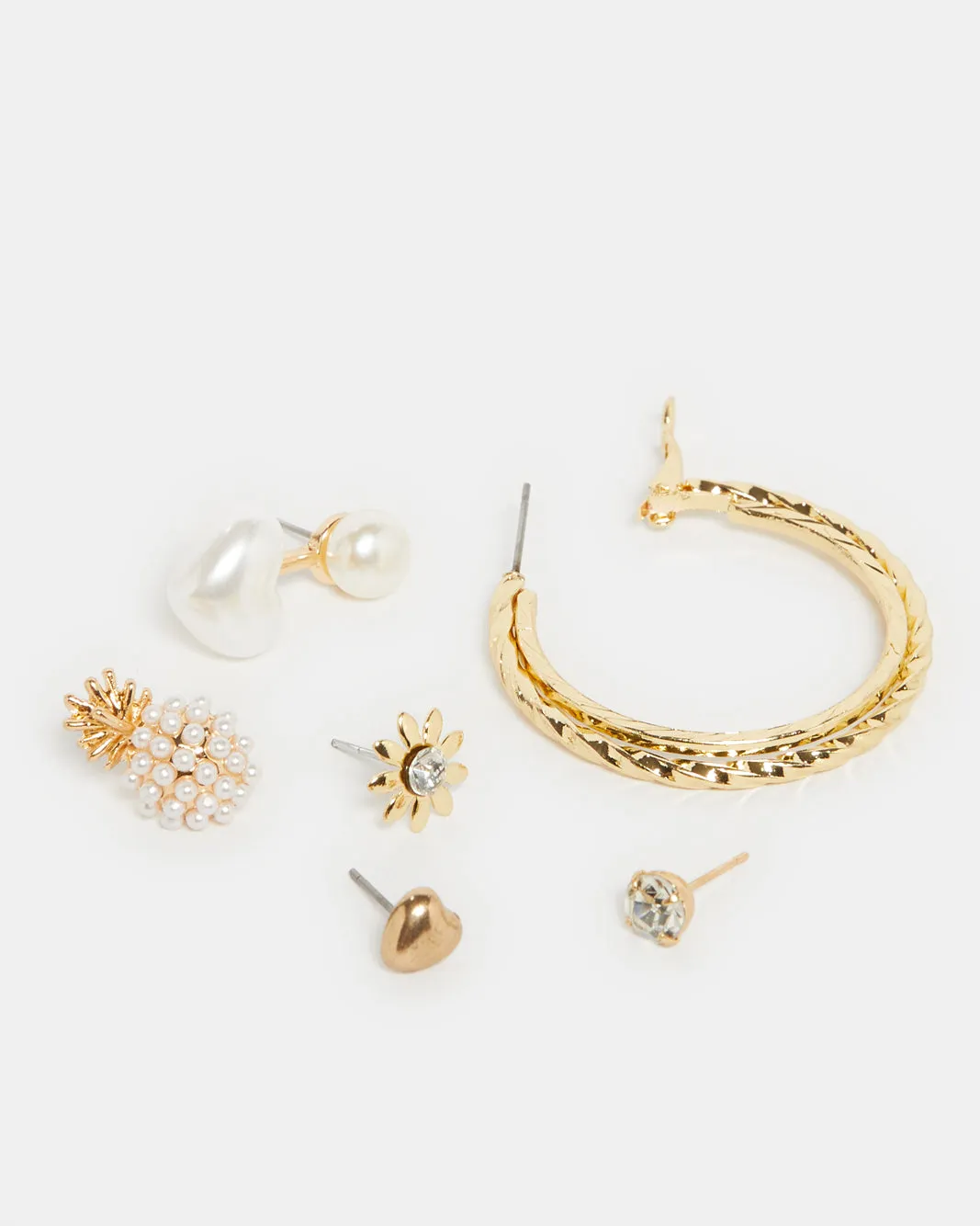 Women Gold Embellished Studs (Pack of 6) sold by Redtag product image thumbnail 2