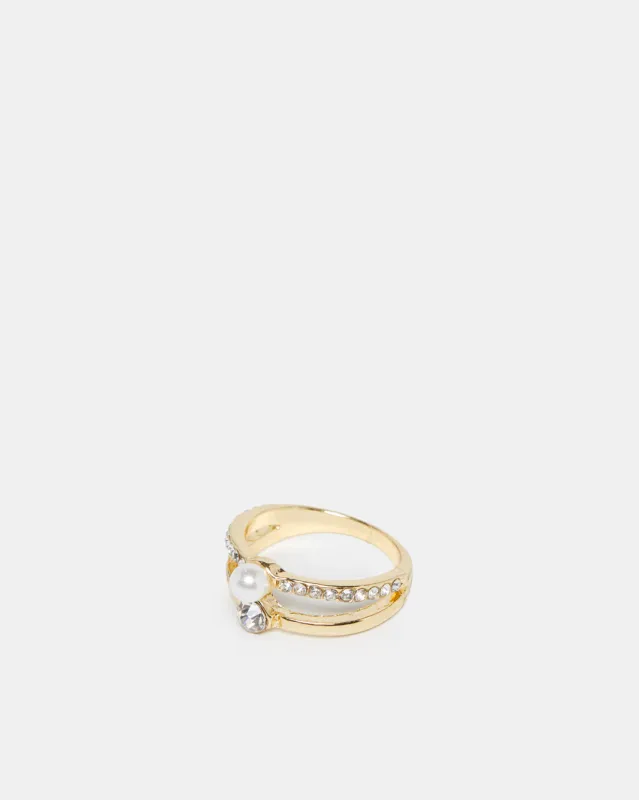 Women Gold Embellished Ring sold by Redtag
