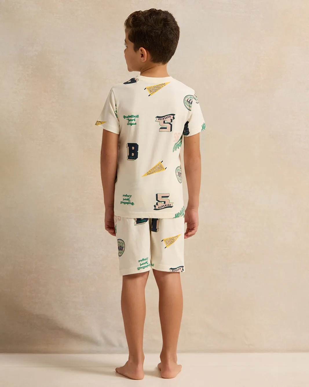 Boys Ivory All-Over Print Pyjama Set (2 Piece) sold by Redtag product image thumbnail 4