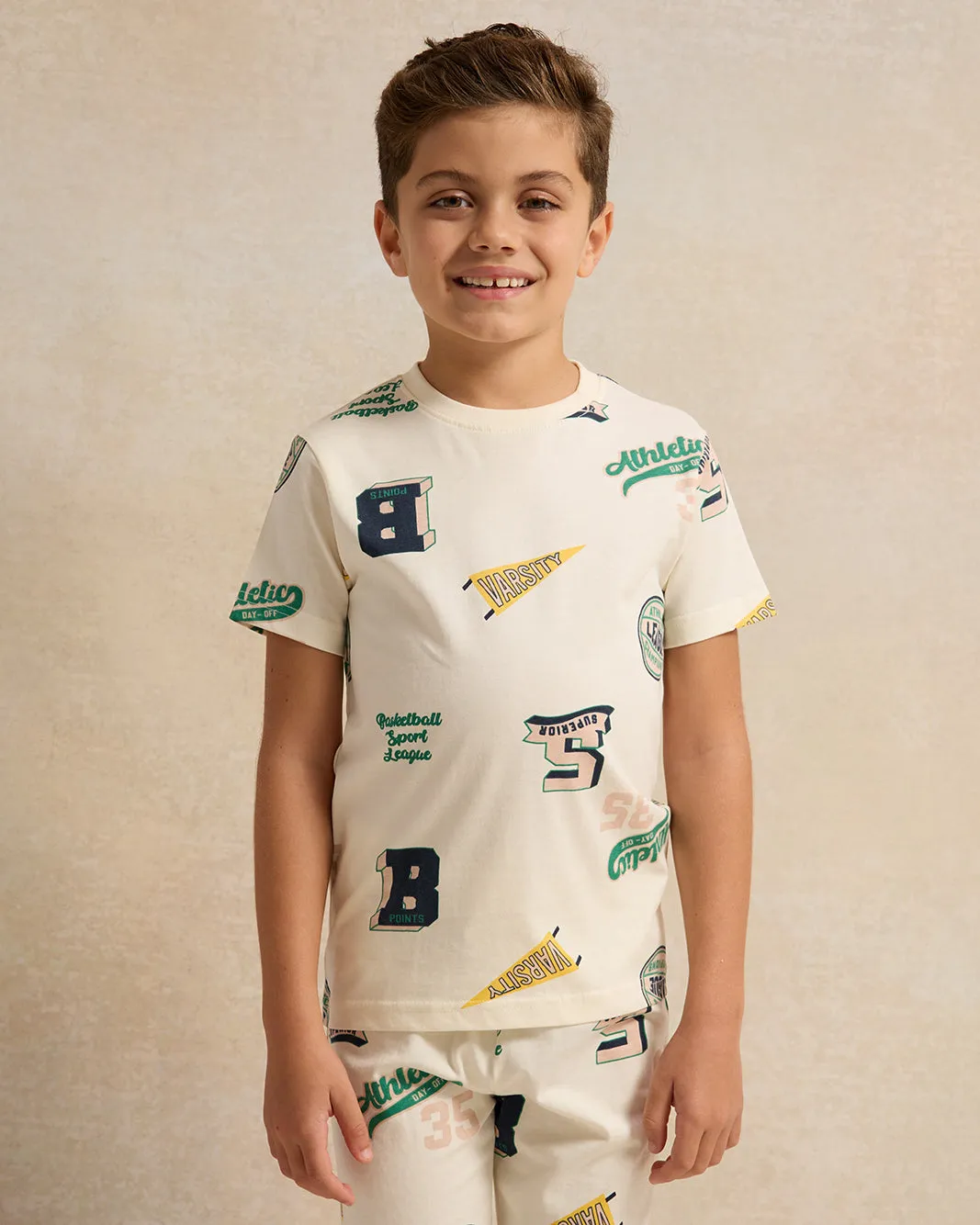 Boys Ivory All-Over Print Pyjama Set (2 Piece) sold by Redtag product image thumbnail 2