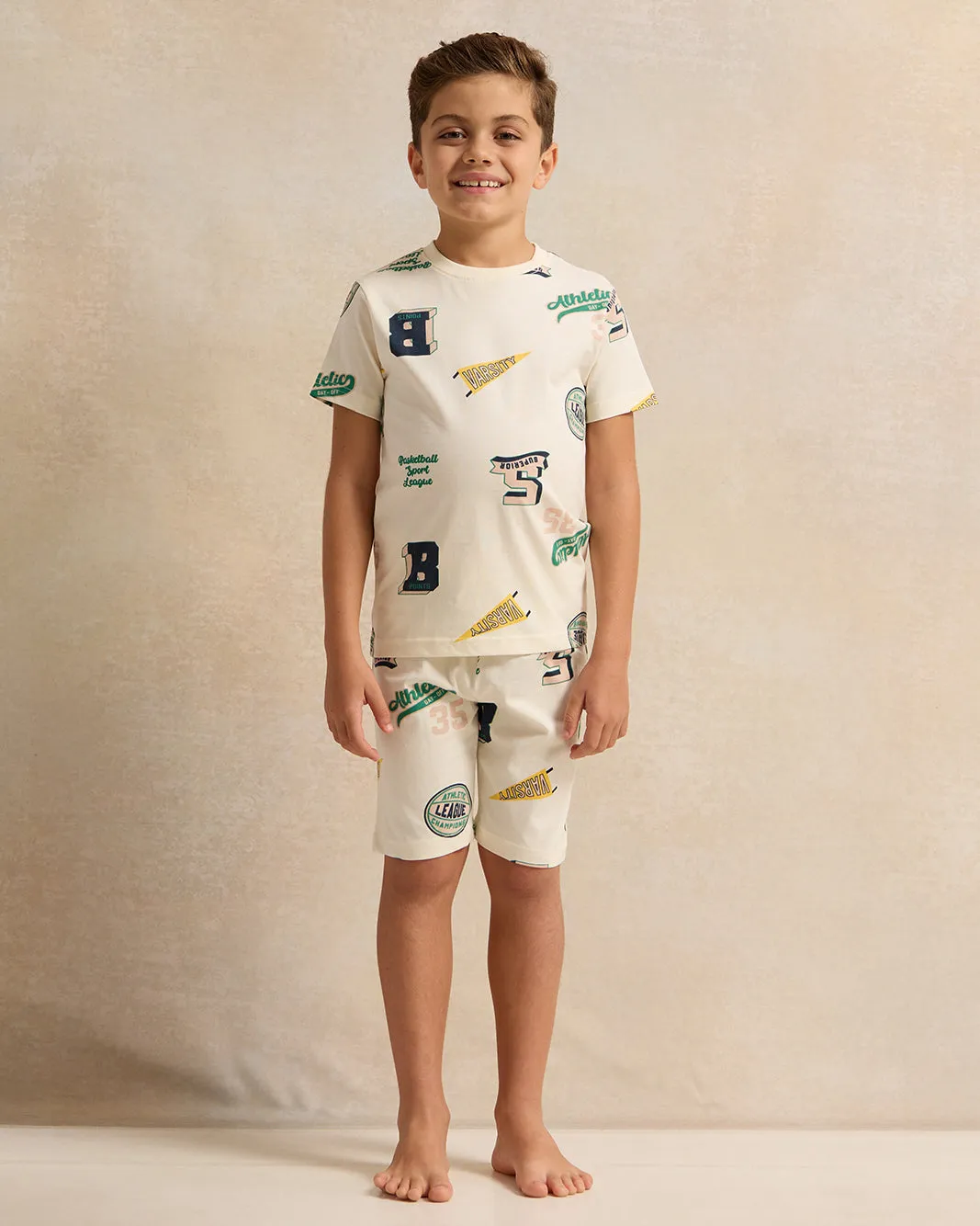Boys Ivory All-Over Print Pyjama Set (2 Piece) sold by Redtag