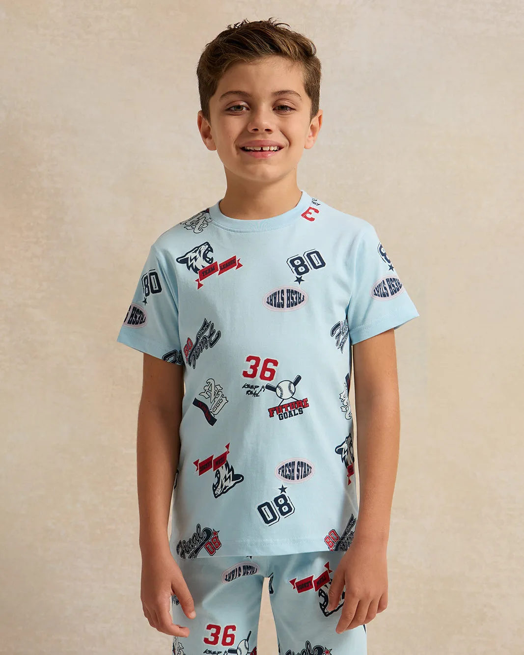 Boys Blue All-Over Print Pyjama Set (2 Piece) sold by Redtag product image thumbnail 2