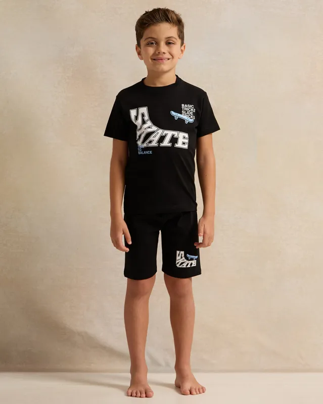 Boys Black All-Over Print Pyjama Set (2 Piece) sold by Redtag