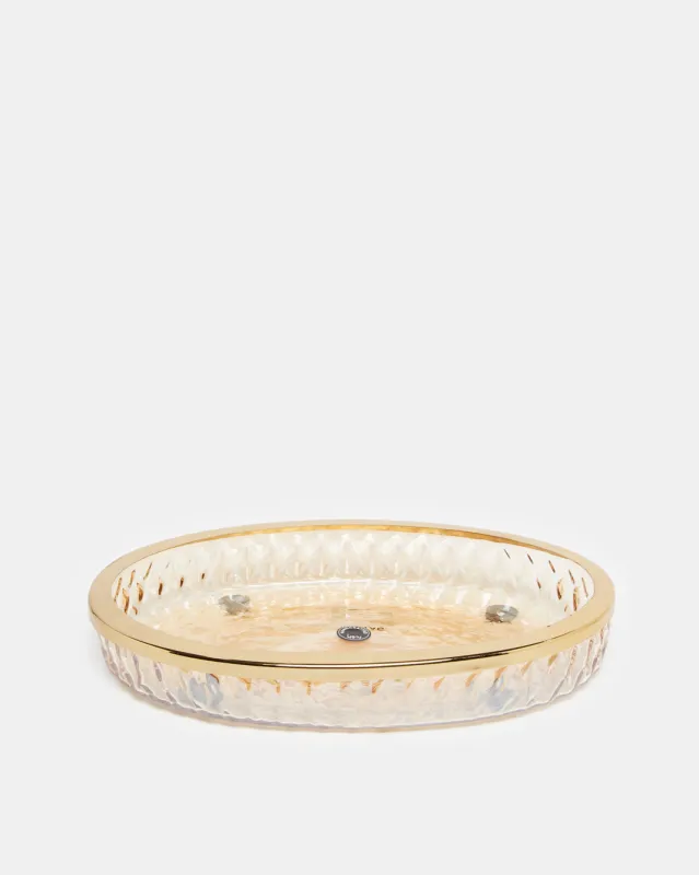 Gold Textured Oval Glass Amenity Tray sold by Redtag
