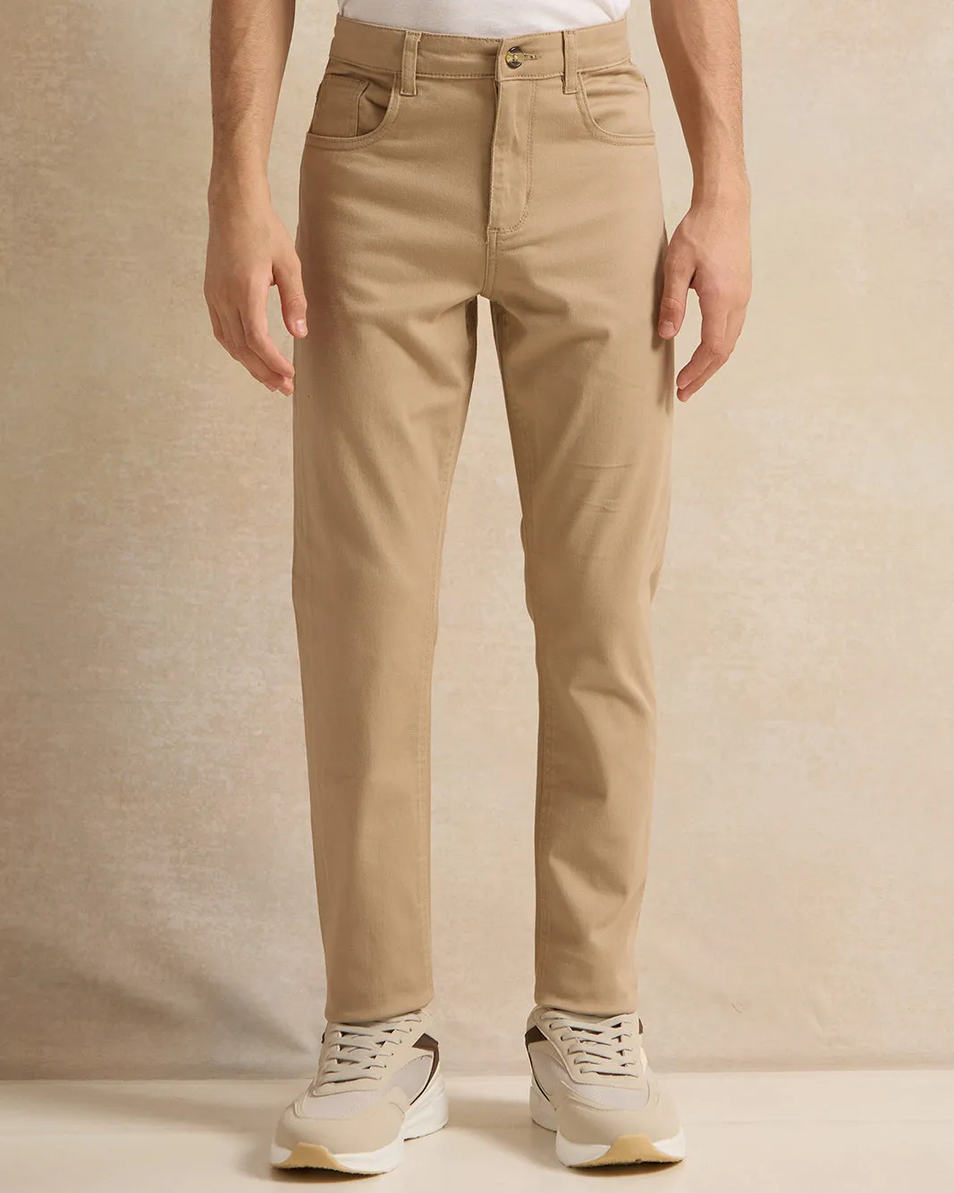 Senior Boys Beige 5 Pocket Plain Trouser sold by Redtag
