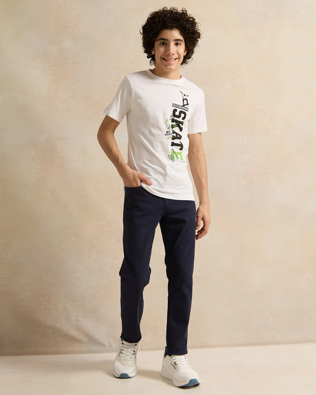 Senior Boys Navy 5 Pocket Plain Trouser sold by Redtag product image thumbnail 2