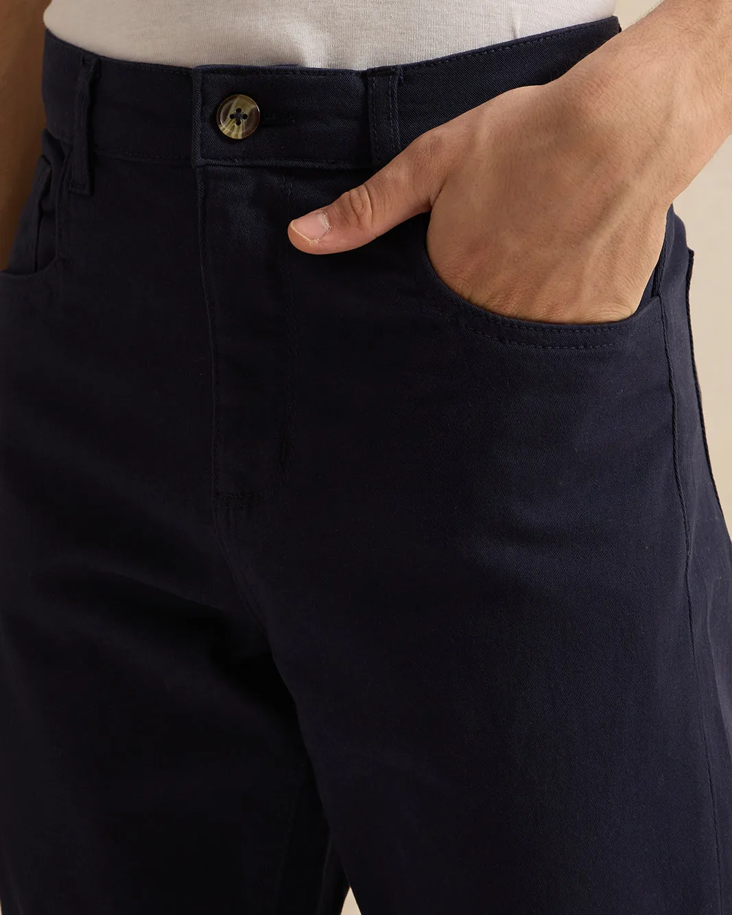 Senior Boys Navy 5 Pocket Plain Trouser sold by Redtag product image thumbnail 4