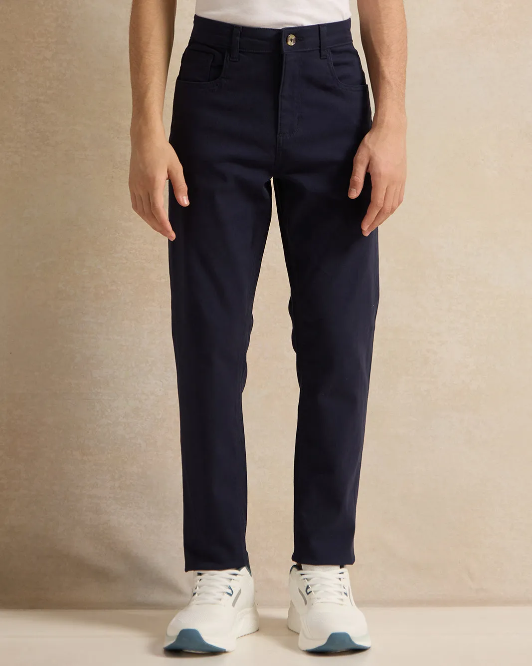Senior Boys Navy 5 Pocket Plain Trouser sold by Redtag