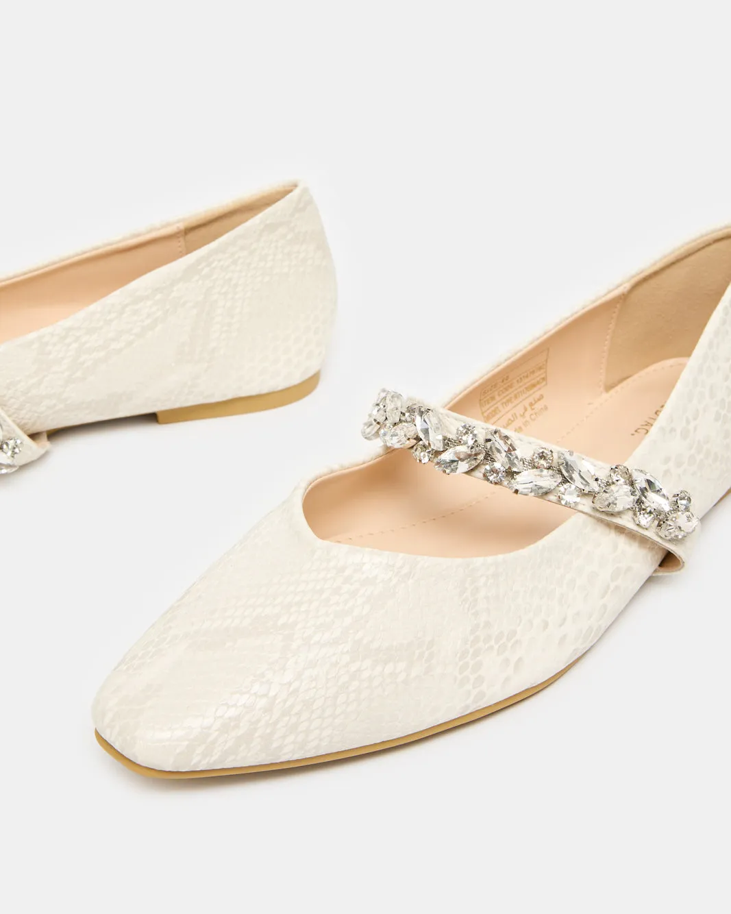 Women Beige Ballerina With Stone Strap Trim sold by Redtag product image thumbnail 3