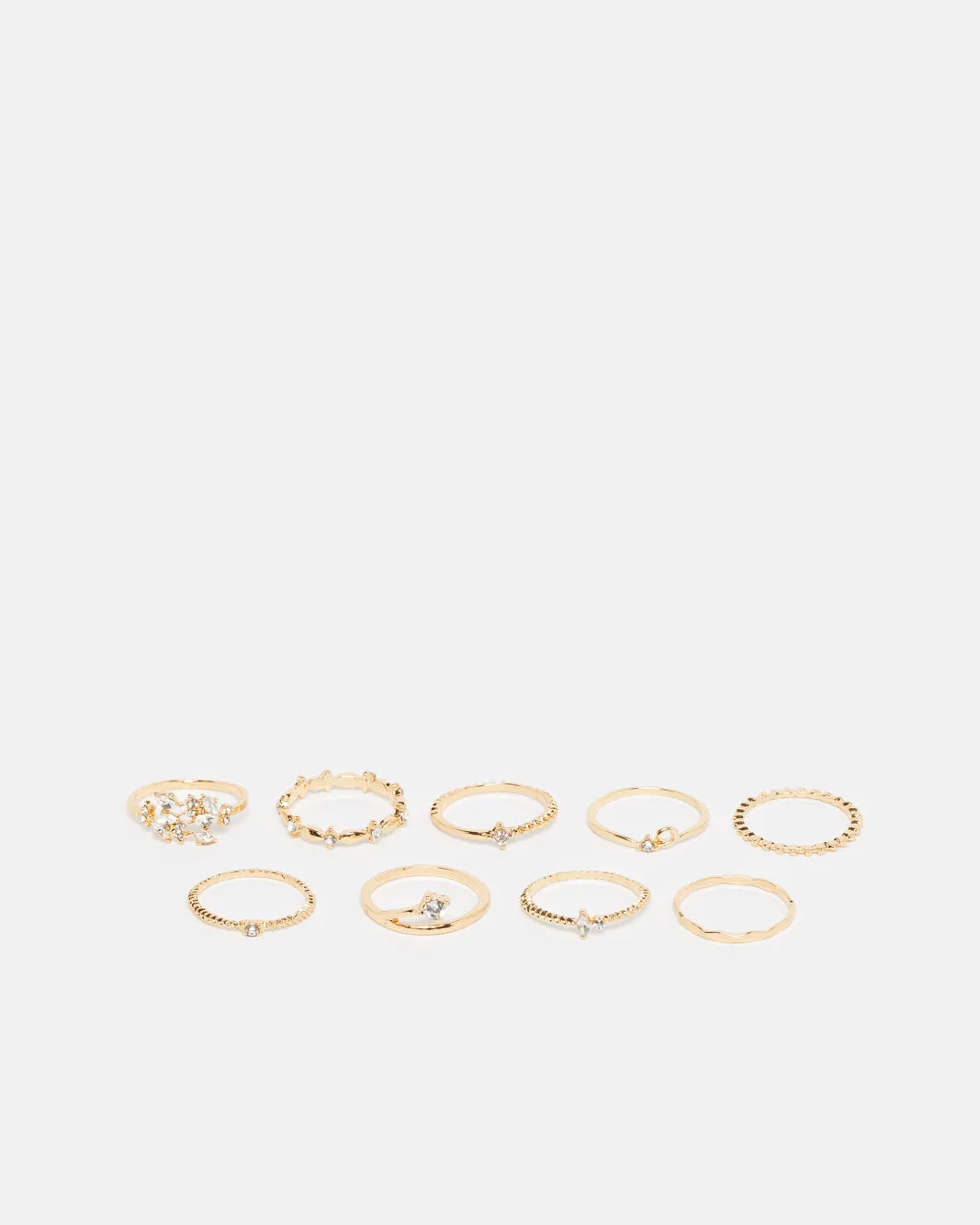 Women Gold Embellished Ring Set (10 Piece) sold by Redtag