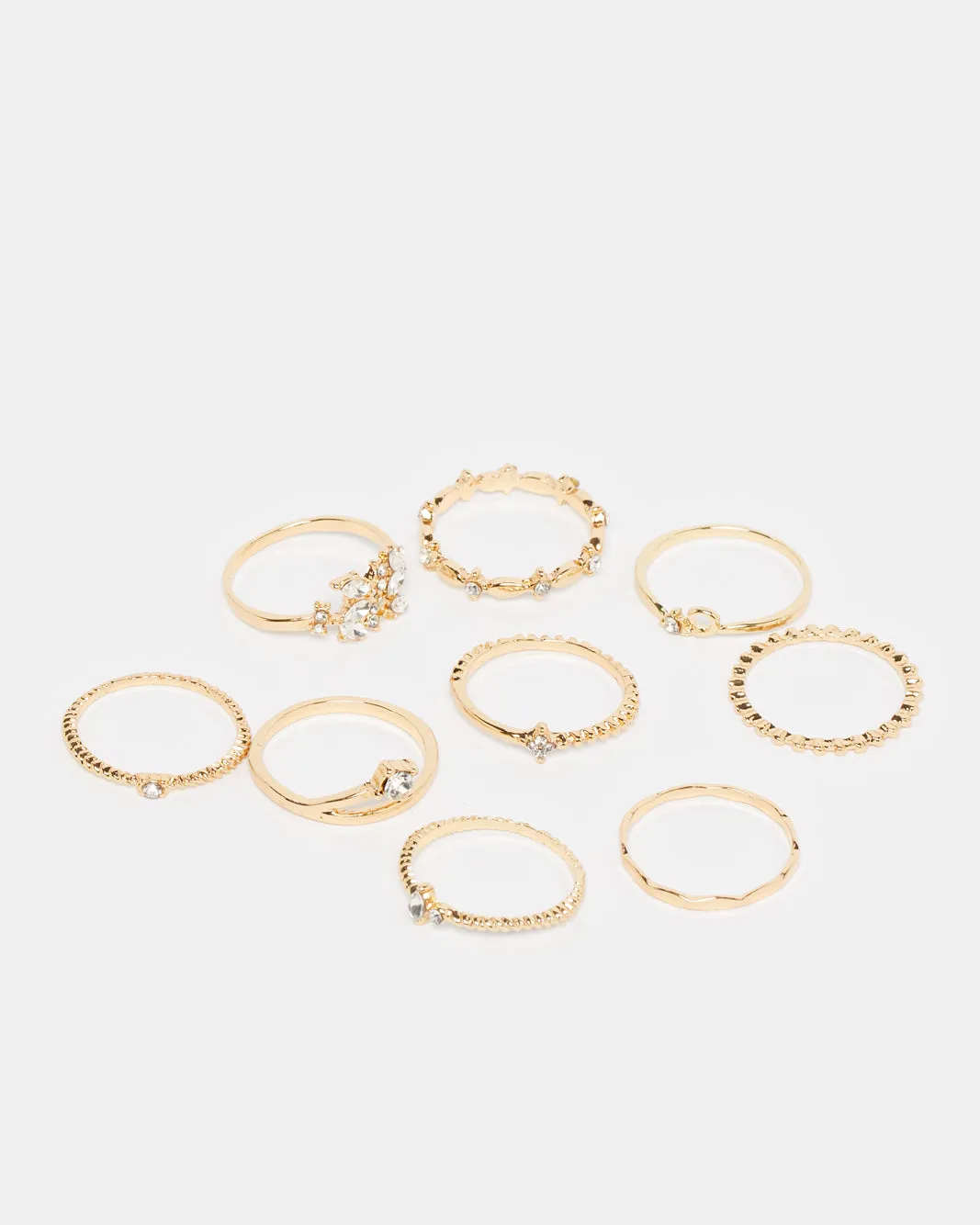 Women Gold Embellished Ring Set (10 Piece) sold by Redtag product image thumbnail 3