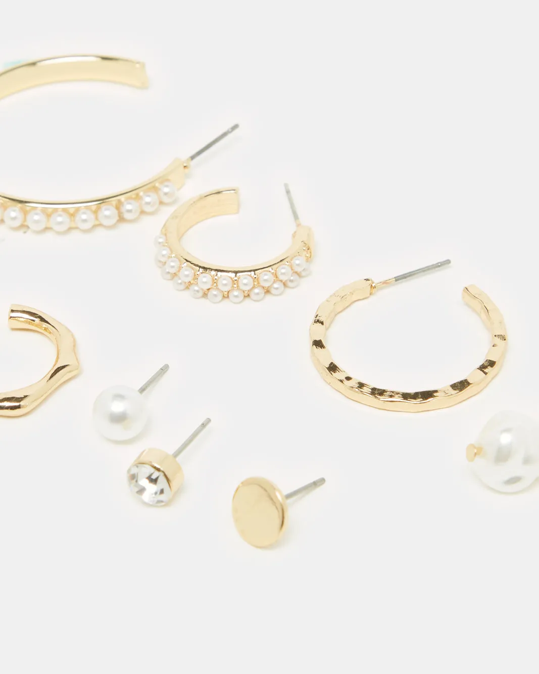 Women Gold Embellished Earring Set (9 Pairs) sold by Redtag product image thumbnail 3