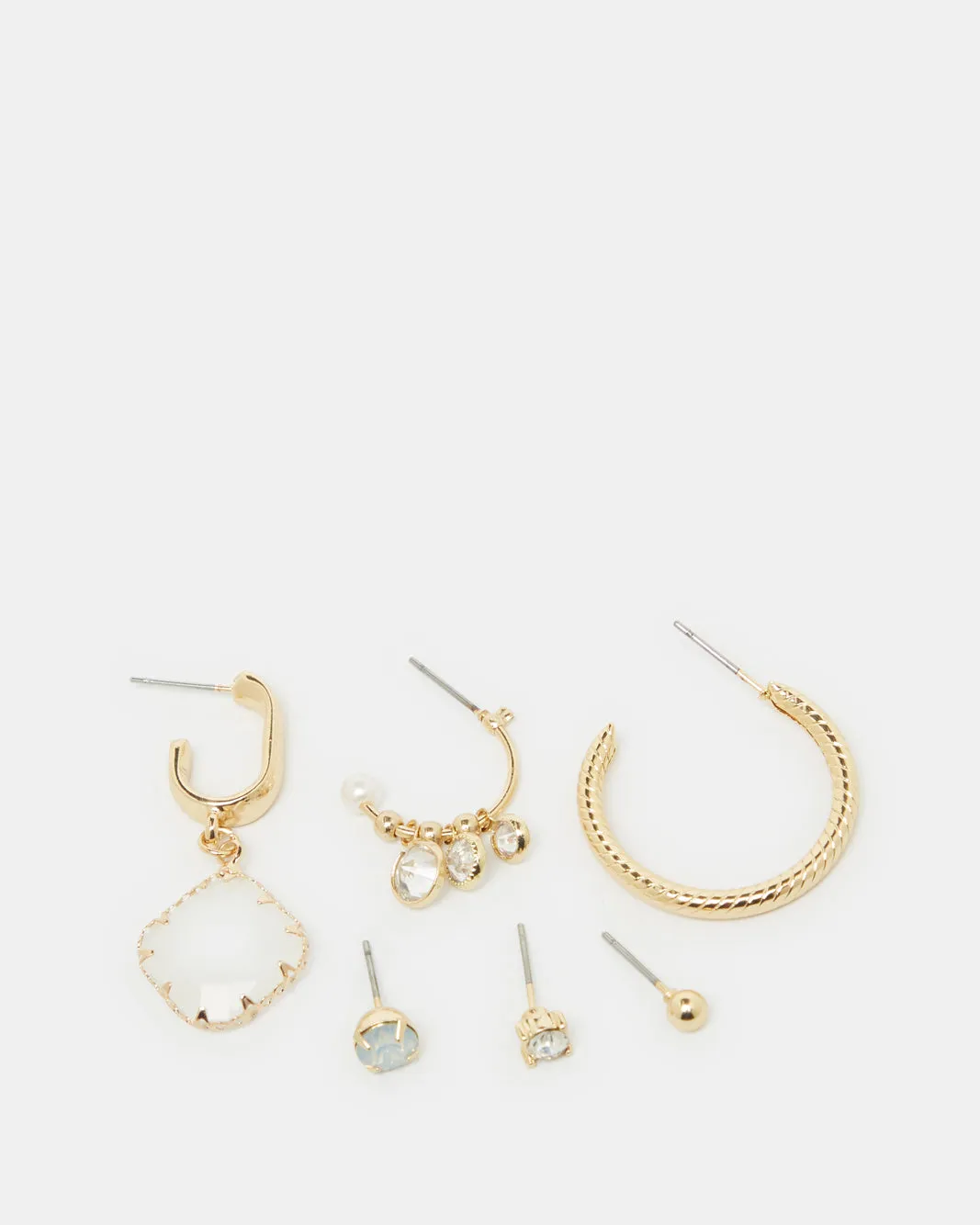 Women Gold Embellished Earring Set (6 Pairs) sold by Redtag