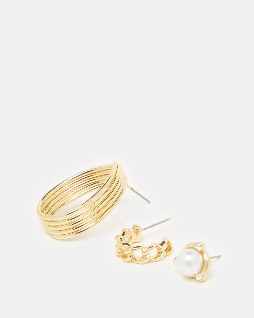 Women Gold Embellished Earring Set (3 Pairs) sold by Redtag product image thumbnail 2