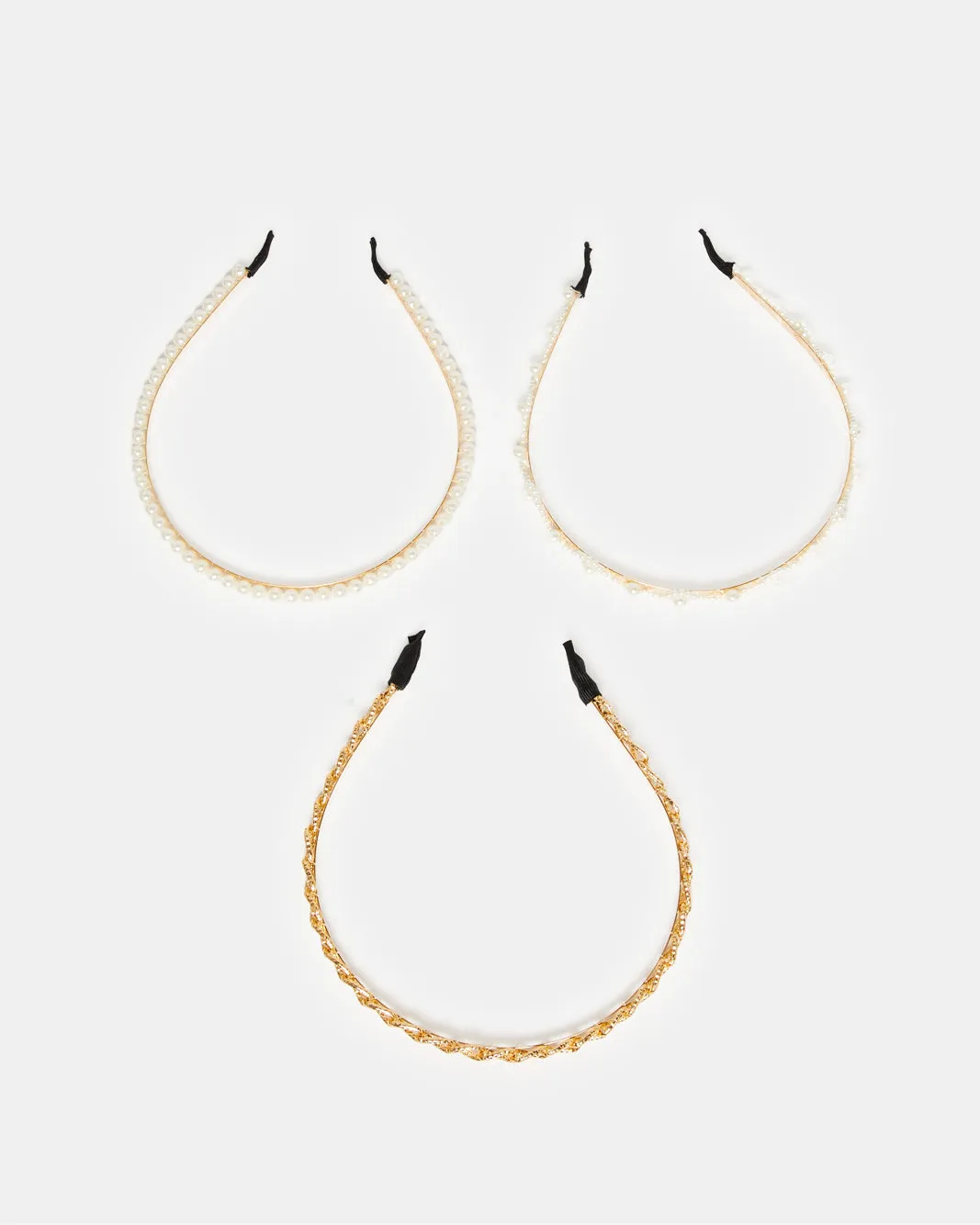 Women Beige And Brown Solid Headband Set (Pack of 3) sold by Redtag