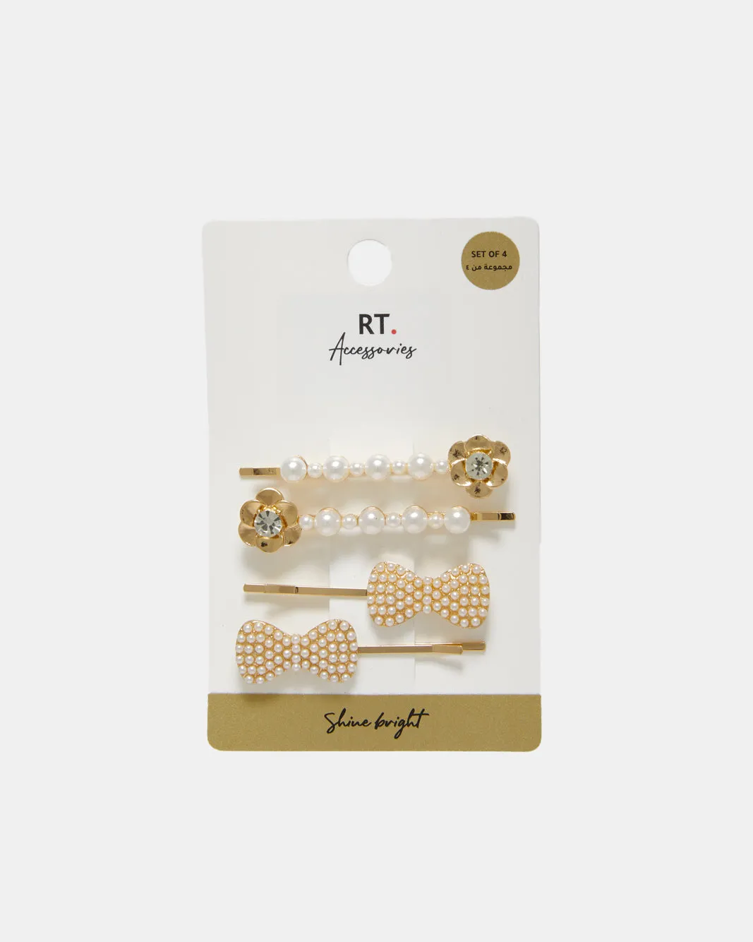 Women Gold Embellished Hair Clip Set (4 Piece) sold by Redtag