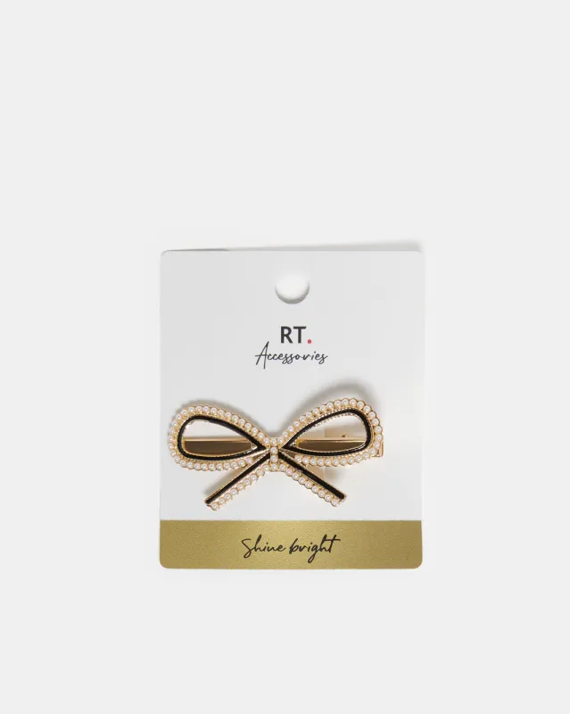 Women Gold Bow Hair Clip sold by Redtag